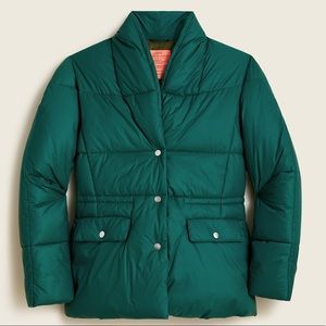 NWT J.Crew Spruce Green Alps Puffer Jacket Insulated Water Repellent Pri…